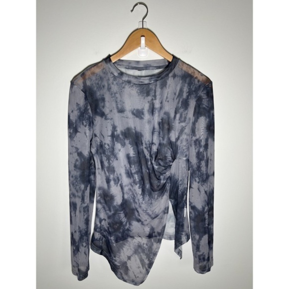 Festival Dark Fairy Asymmetrical Mesh Sheer Tie Dye Womens Tops Blue NO SIZE